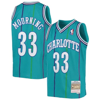 youth mitchell and ness alonzo mourning teal charlotte horn-472